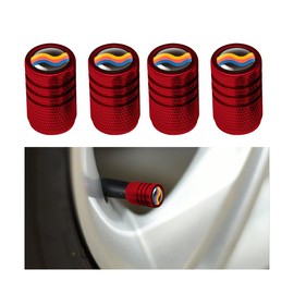 JNNJ 4 Pieces Car Wheel Tyre Valve Stem Cap, Aluminium Alloy Dust Caps for Car Tyres, Aluminium Alloy Tyre Valve Cover, Universal Car Valve Stem Cover (Red)