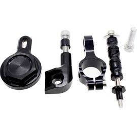 PROCNC Motorcycle CNC Aluminum Steering Damper Stabilizer Mounting Bracket Kit Fit for Yamah.a YZF R6 2006-2020 YZF R1 YZF1000 2006-2016 (Black+Black)