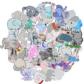 Cute Elephant Stickers 50Pcs Vinyl Waterproof Anime Elephant Sticker Pack for Luggage Guitar Skateboard Bicycle Scrapbook Suitcase for Kids Enlightenment Stickers Decals