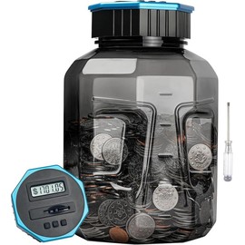 X-Large Piggy Bank for Adults Kids, Vcertcpl Digital Coin Counting Bank with LCD Counter, 2.4L Capacity, Great Coin Counter Bank Money Counting Jar with Total Amount Displayed (Gray2, X-Large) Decor Ornaments Multicolor