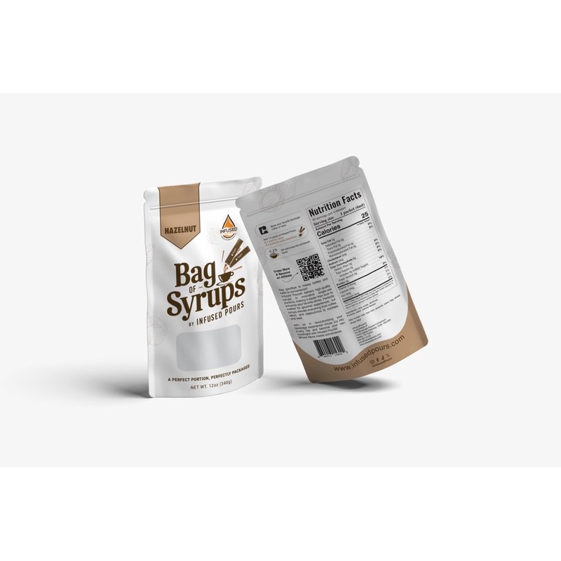 Single Serving Hazelnut Syrup Packets for Coffee and Cocktails -