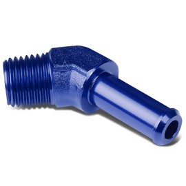 Auto Dynasty 1/4 inches NPT Male 45 Degree to 3/8 inches Hose Port Nipple Aluminum Finish Adapter (Blue)