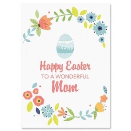 Happy Easter to Mom Religious Easter Greeting Card - Single Card, White Envelope Included, Sentiment, Scripture
