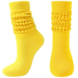 BOOPH Slouch Socks Women Scrunch Sock Knee High Slouchy Socks for Women Size 6-11 Yellow