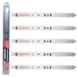 MORETOPGOOD Double-Sided Teeth Reciprocating Saw Blades,12 Inch Wood Pruning Japanese Saw Blades, 5TPI Replaceable Blades for Tree Cutting (5 Pack)
