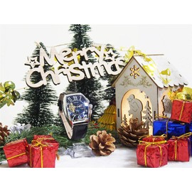 SEWOR Tourbillon Mens Moon Phase Automatic Mechanical Wrist Watch Leather Band Glass Coating Blue (Silver Black 2)