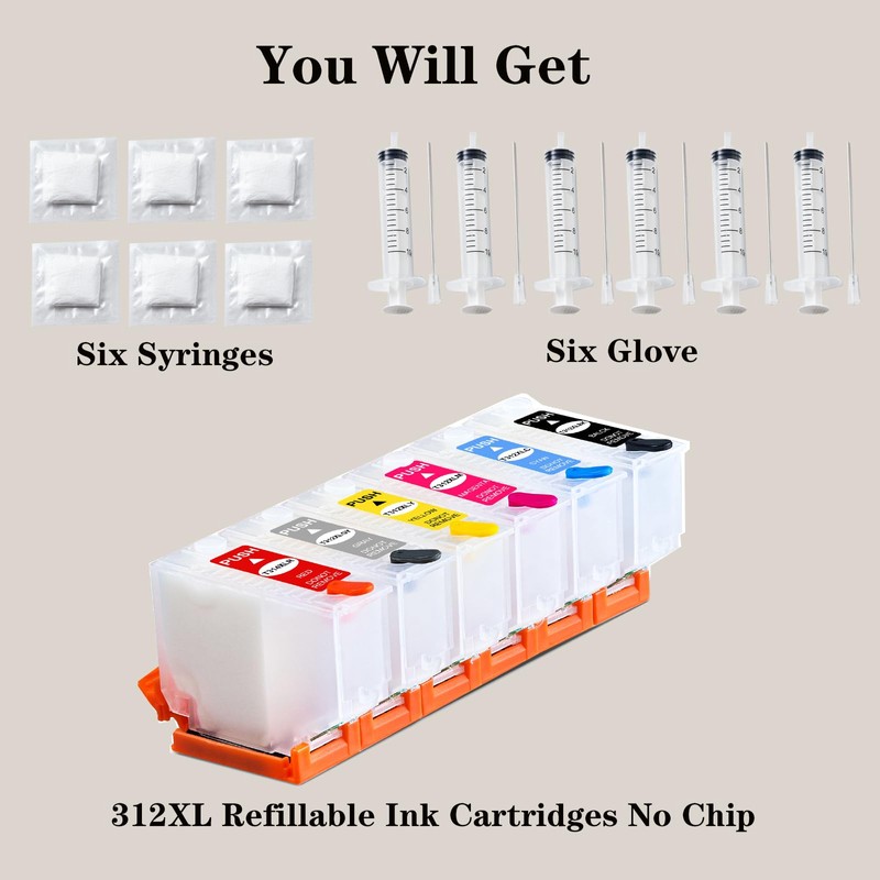 KiteiHiry KHY 312XL Empty System Ciss Refillable Ink Cartridge Kit