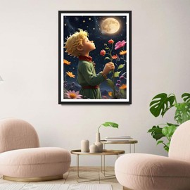 QINRUBB DIY Prince Diamond Painting Adults, 5D Roses Diamond Painting Pictures Beginners, Cartoon Round Full Drill Diamond Painting Embroidery Cross Stitch Gifts Home Wall Decor 30 x 40 cm