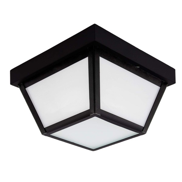Maxxima LED Outdoor Porch Ceiling Light Fixture, 9" Black Porch Light with Frosted Lens, 1,000 Lumens Warm White 3000K, Entry Outdoor Light