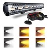 SLARY 23 Inch 144W LED Light Bar White/Amber Flasing Strobe