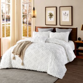 Comforters Queen Size Set Boho White Queen Comforter Bedding Queen Size Fluffy and Lightweight Winter Tufted Comforters for Queen Size Bed (White,Queen)