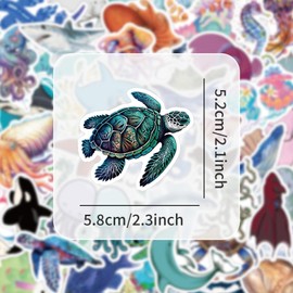 210PCS Ocean Stickers, Cute Under The Sea Animal Fish Shark Turtle Decals for Water Bottle Laptop, Waterproof Vinyl Sea Creature Sticker Pack for Ocean Theme Birthday Party Favors & Decorations