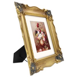 SIMON'S SHOP 8x10 Picture Frame Baroque Picture Frames 8 by 10 Vintage Frames for Picture Artwork in Gold