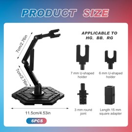 Chunful 6 pack Hobby Action Base with 4 kinds of joints, Model action figure stand Compatible with RG, BB, HG, 1/144 Scale Universal Models