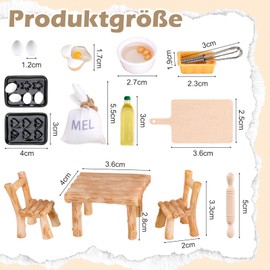 19-Piece Table and Chair Gnome - Table and Chair for Miniature Fairy Garden Miniature Food Toys Set Dolls Miniature Table Chair Resin Food Toy Set