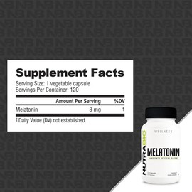 NutraBio Ayuda para dormir de melatonina 3 mg, 120 cápsulas