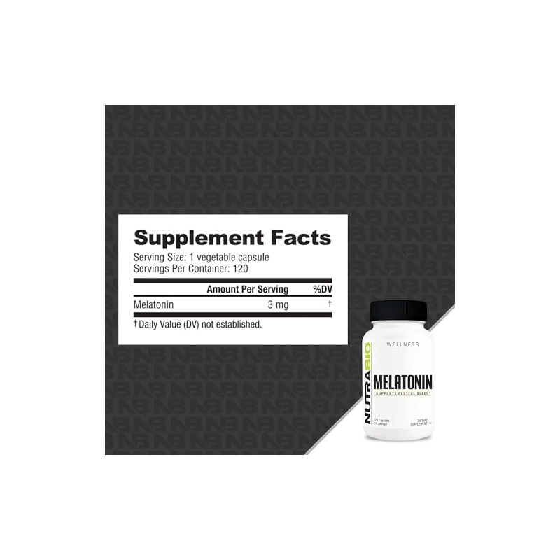NutraBio Ayuda para dormir de melatonina 3 mg, 120 cápsulas