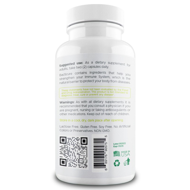 BACTICURE Original Probiótico Natural probiotic,Capsule,60 count