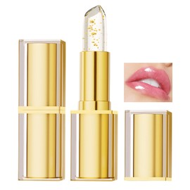 Color Changing Lipstick-Transfer proof, Gold Crystal Ph Activated Clear Lipstick Temperature Lip Balm for Lip Gloss,Long Lasting Moisturizing Lip Glow,Hydrating Non-Sticky for Women,Vivid Color