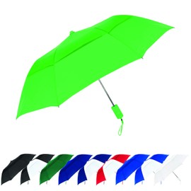 STROMBERGBRAND UMBRELLAS Vented Windproof Umbrella Compact Small Sturdy Automatic Open Wind Vent for Women and Men (with Matching case and Strap), (Lime Green)