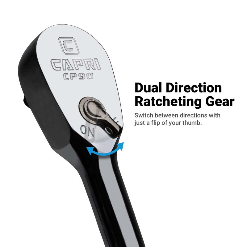 Capri Tools 3/8 in. Drive Fine 90-Tooth Ratchet, Ergonomic Soft