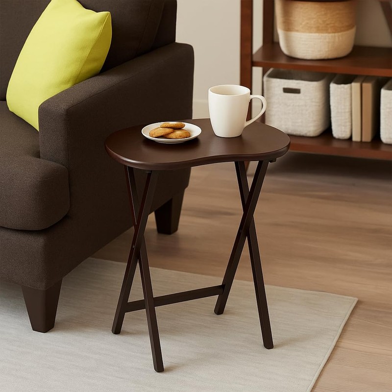 Ergode Wood 5-Piece Snack Table Set - Stylish Folding Tables,