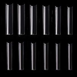 NO C Curve Square Nail Tips - NO C Curve Long Nail Tips - Yimart 600pcs No C Curve XXXL Square Straight False Nail Tips Half Cover Clear Natural Extra Long Fake Nails (Clear)