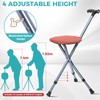 ENLUNTRA Portable Adjustable Folding Walking Cane with Seat and Cushion(Orange)，Cane