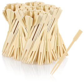 COM-FOUR® 360x Cocktail Forks - Finger Food skewers Made of Bamboo - Wooden skewers with a Wide Grip Surface - Grill skewers for Household, Buffet or Gastro - Mini Chopstick (360 Pieces - 9cm Fork)