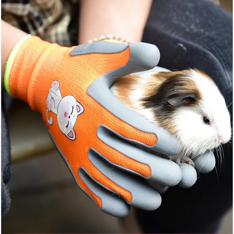 Neglance Kids Hamster Anti-bite Gloves,Small Pet Scratch Proof, Children Gardening