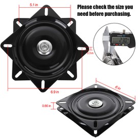 2 Pack 6 Inch Heavy Duty Bar Stool Swivel Replacement for Recliner Chair, Square Swivel Mechanism for Furniture, Seat Swivel Base Bar Stool Swivel Mount Plate, Ball Bearing Swivel Boat Seat, Black