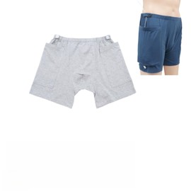 Yodilala Drainage Bag Fixed Shorts,Urine Bag Pants,Incontinence Care Trousers,Rectal Stoma postoperative Care Underwear(Gray,M)