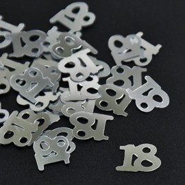 DIWULI Number Confetti Silver 18, Elegant Table Decoration Birthday