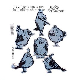 Stampers Anonymous CMS-212 Crazy Bird Mounted Stamp, Red, Gray, 7 x 8.5"