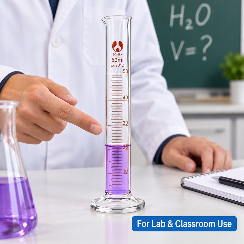 2 Pack 50mL Glass Graduated Measuring Cylinders with Metric Scale