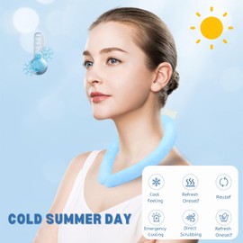 MENO Neck Cooling Tube, Wearable Cooling Neck Wrap for Summer Heat, Relief for Hot Flashes, Reusable (Pink)