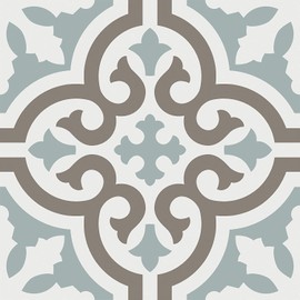 8x8 Cannes Beachside Encaustic Pattern Aqua Stoneware Porcelain (Per Piece Listing)