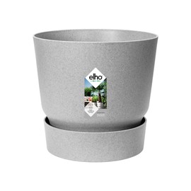 elho Greenville Round 14 - Flower Pot with Integrated Water Reservoir - Indoor & Outdoor - 100% Recycled Plastic - Ø 14.0 x H 13.4 cm - Grey/Living Concrete