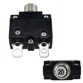 ZOOKOTO 20A DC50V AC125-250V Push Button Reset Circuit Breakers with Quick Connect Terminals and Waterproof Button Black Cap