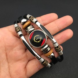 ViKiJi Black American Heritage Flag Bracelet - African American Flag Bracelet for Women Men - Glass Cabochon Bracelet Jewelry