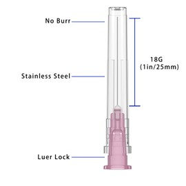 100 Pack 18 Gauge 1 inch Needle,Luer Lock Needles Industrial Dispensing Accessories, Individual Package(18G)
