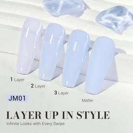 MelodySusie Jeweliver Gel Nail Polish, 0.5Fl Oz Light Blue Jelly Gel Polish Sheer Translucent Nude Soak Off UV LED Light Cure Spring Summer Colors Manicure Nail Art DIY at Home JM01