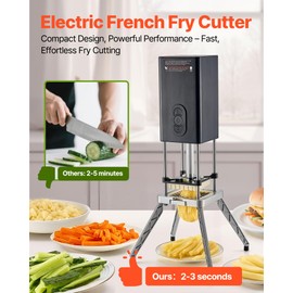 VEVOR Commercial French Fry Cutter, 1/2-Inch 3/8-Inch Blade Stainless Steel Vegetable Fruit Chopper with 2 Replacement Blades, Electric Potato Slicer Dicer for Restaurants & Home Kitchen