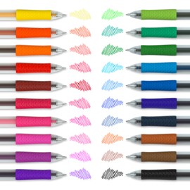 Coloured Gel Pens, Lineon 20 Colours Retractable Gel Ink Pens with Grip, Medium Point(0.7mm) Smooth Writing Pens Perfect for Adults and Kids Journal Notebook Planner, Writing in Office and School