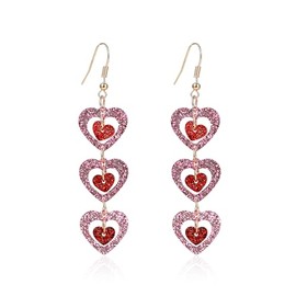 Pingyongchang Cute Pink Red Love Heart Glitter Acrylic Dangle Drop Earrings Lightweight Sparkly Valentine's Day Statement Earrings for Women Wife Couple-Heart D