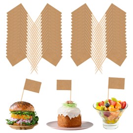 Bliceon 100 Mini Toothpick Flags - Double-Sided Food Labels for Parties, Buffets, and Cupcake Toppers - Blank Khaki Flags on Sticks for Dishes, Fruit Platters, and Event Decorations