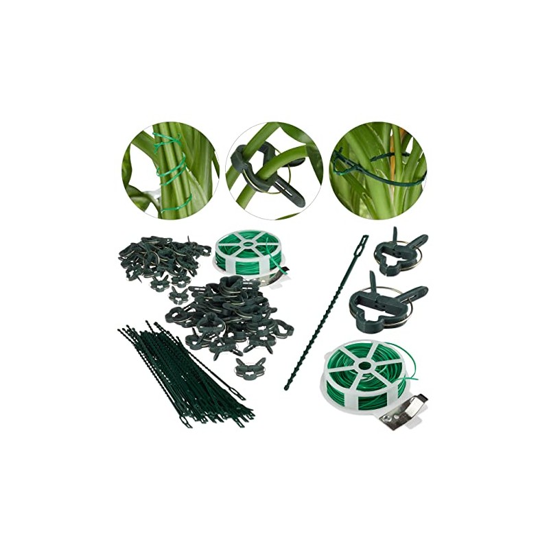 Relaxdays Plant Growing Supports, Stable Plant Clips, Twist Ties, Binding