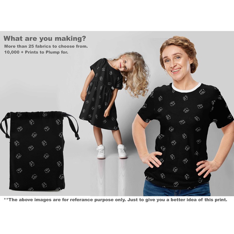 oneOone Cotton Poplin Twill Black Fabric Retro Dice DIY Clothing