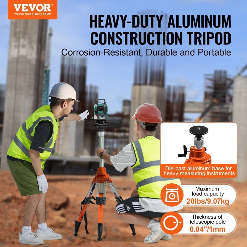 Laser Level Tripod Stand 27.16-67.71 In Height Adjustable Aluminum Alloy
