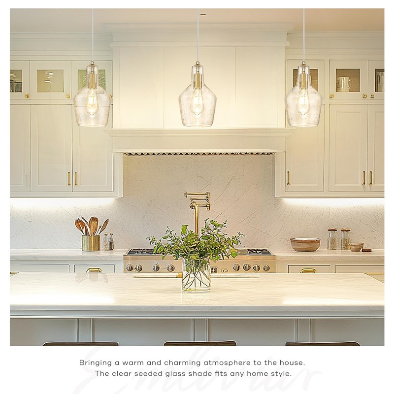 Emliviar 11 Inch Farmhouse Pendant Light Fixture, 1-Light Hanging Kitchen